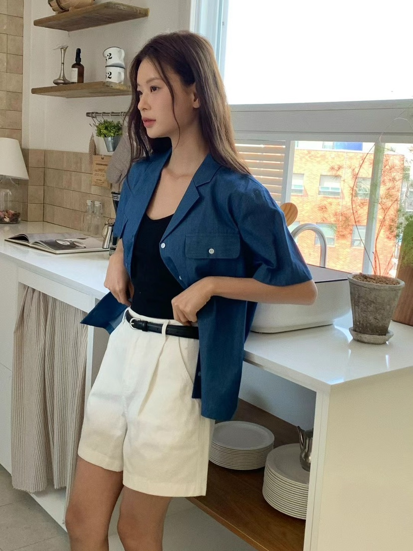 ANOU韓國直郵女士新款25春夏時尚真品熱賣休閑人氣襯衫蕾絲衫ANOU襯衫/蕾絲衫