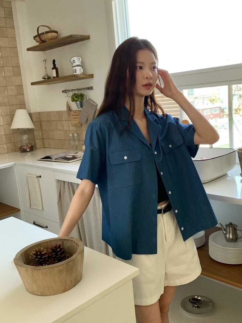 ANOU韓國直郵女士新款25春夏時尚真品熱賣休閑人氣襯衫蕾絲衫ANOU襯衫/蕾絲衫