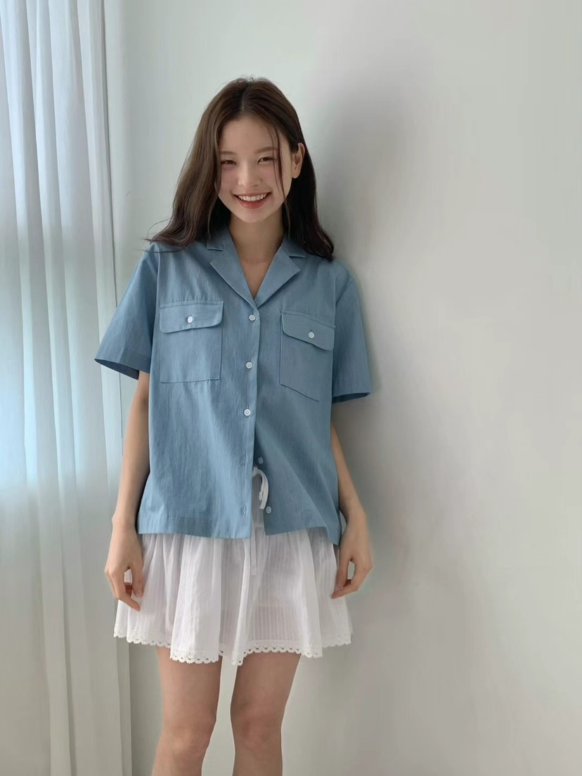 ANOU韓國直郵女士新款25春夏時尚真品熱賣休閑人氣襯衫蕾絲衫ANOU襯衫/蕾絲衫