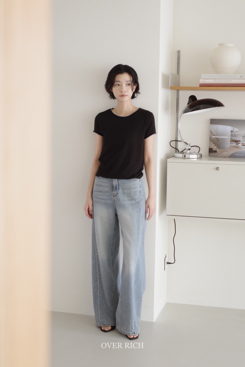 OVER RICH東大門實拍女士新品休閑熱賣25春夏職業時尚牛仔褲OVER RICH牛仔褲