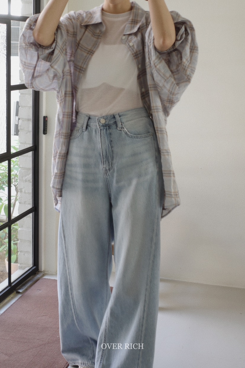 OVER RICH東大門實拍女士新品休閑熱賣25春夏職業時尚牛仔褲OVER RICH牛仔褲