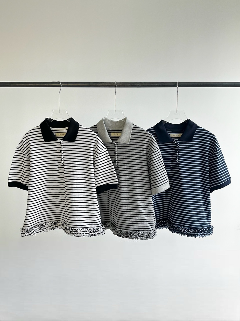 OURS東大門代購女裝新款人氣時尚25春夏職業熱賣真品T恤條紋OURST恤圖色3左三色
