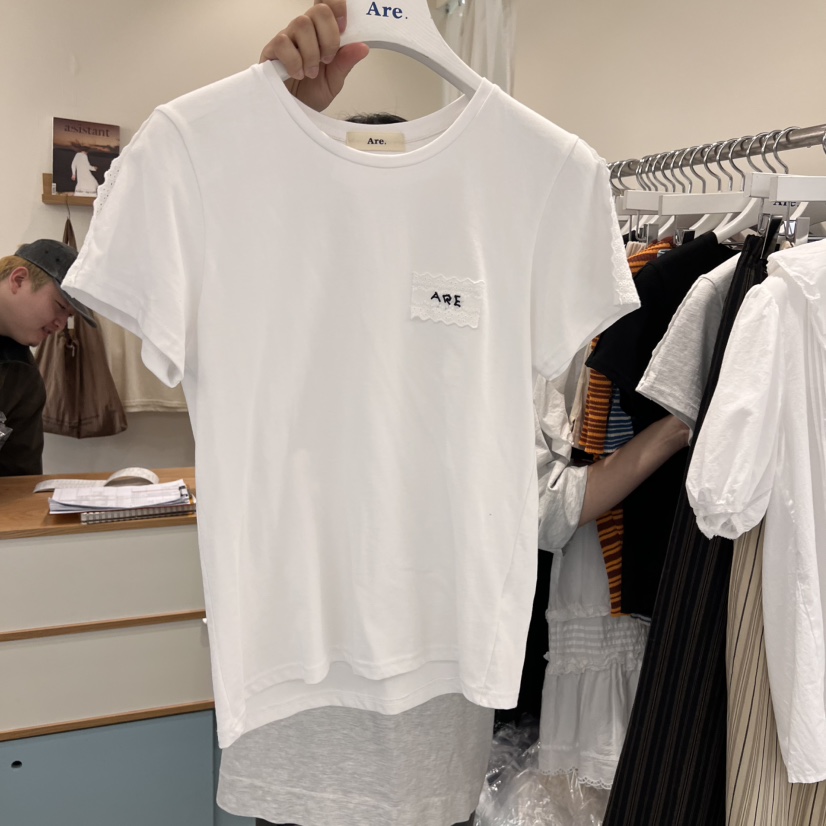 ARE韓國代購女裝新品職業時尚25春夏真品休閑熱賣人氣推薦T恤ARE YOU/ARET恤圖色2