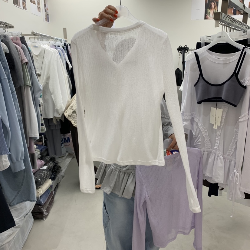 SOLD OUT韓國直郵女裝新品休閑人氣職業25春夏真品長袖T恤SOLD OUT長袖T恤