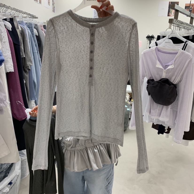 SOLD OUT韓國直郵女裝新品休閑人氣職業25春夏真品長袖T恤SOLD OUT長袖T恤