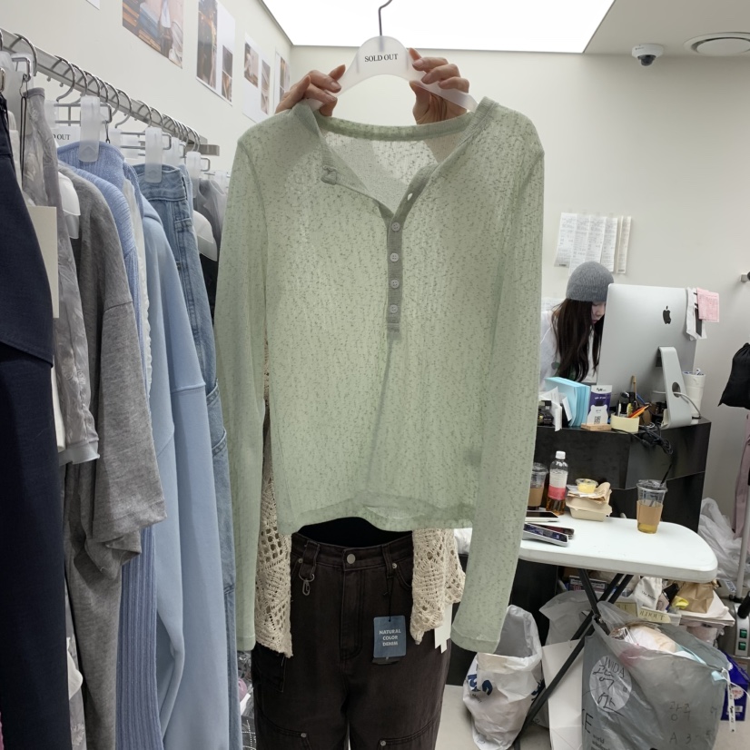 SOLD OUT韓國直郵女裝新品休閑人氣職業25春夏真品長袖T恤SOLD OUT長袖T恤圖色3