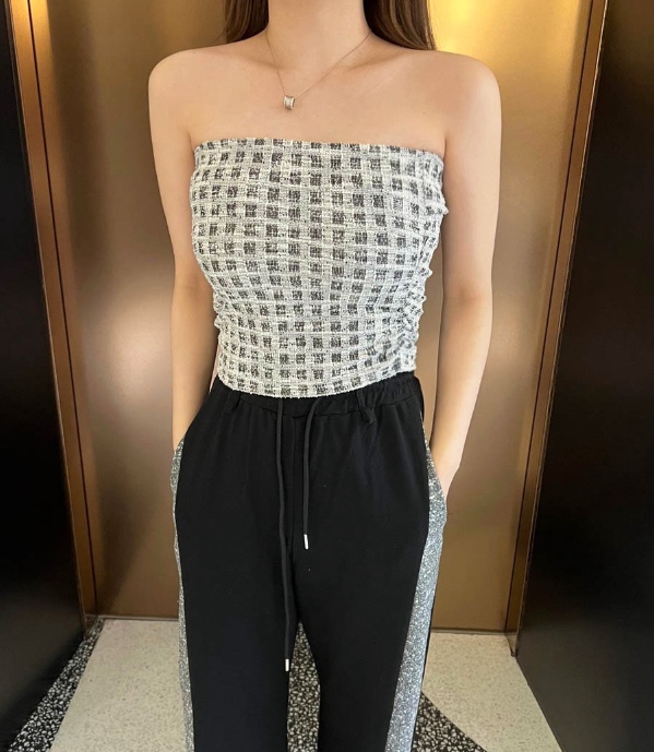 CLOTH東大門直郵女士新款真品人氣熱賣25春夏吊帶背心粗花呢格紋CLOTH吊帶/背心