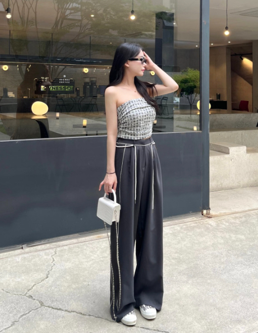 CLOTH東大門直郵女士新款真品人氣熱賣25春夏吊帶背心粗花呢格紋CLOTH吊帶/背心
