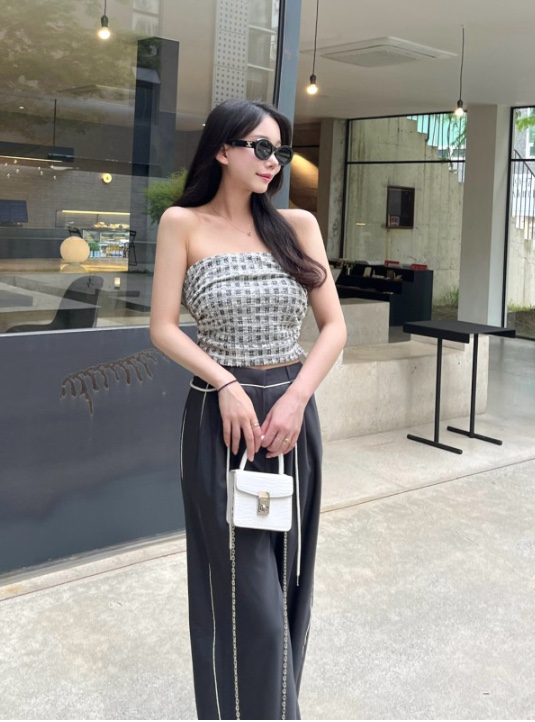 CLOTH東大門直郵女士新款真品人氣熱賣25春夏吊帶背心粗花呢格紋CLOTH吊帶/背心