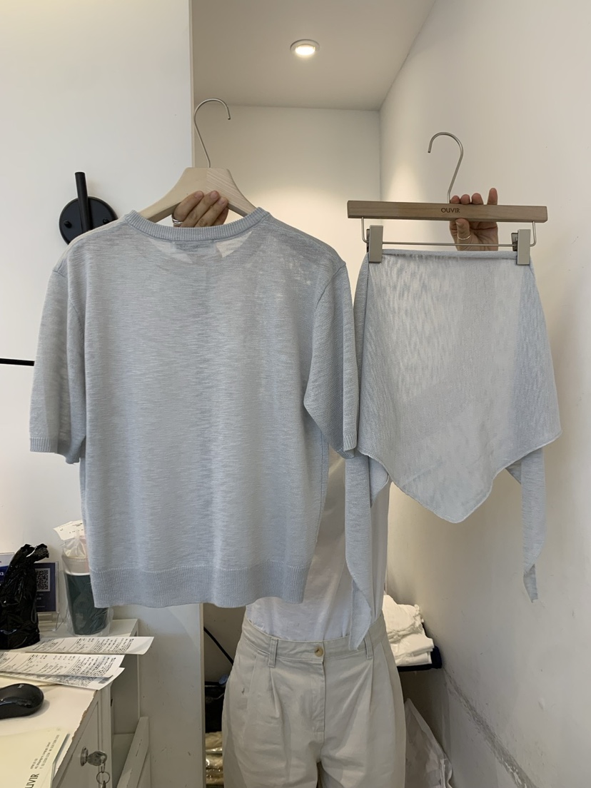 OUVIR東大門實拍女士新品真品人氣25春夏休閑套裝套裝亞麻開衫O.V.R/OUVIR套裝