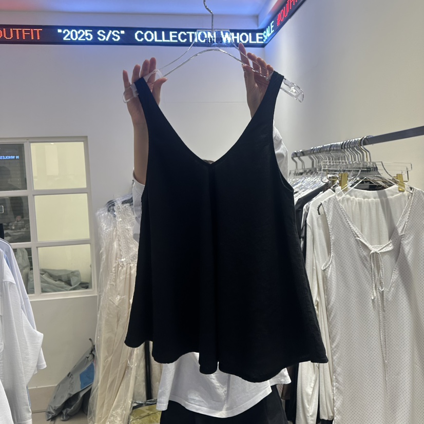OUTFIT東大門實拍女士新品推薦熱賣人氣真品吊帶背心亞麻布OUTFIT吊帶/背心