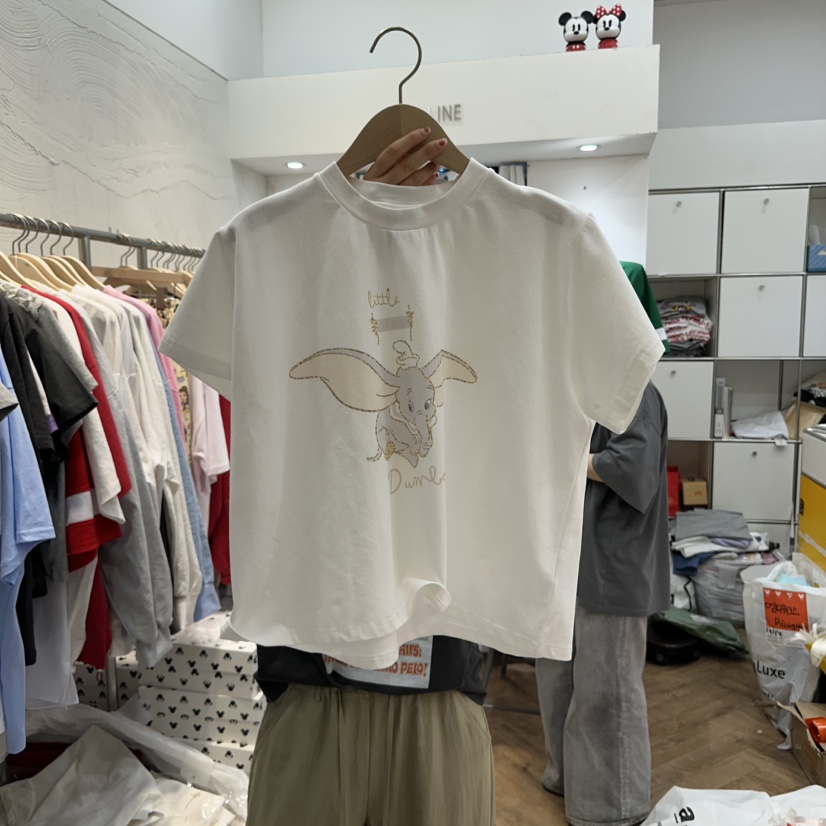 DE LINE韓國直郵女士新品熱賣時尚休閑人氣真品25春夏T恤小飛象DE LINET恤