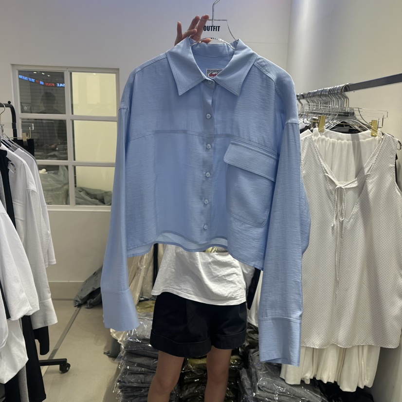OUTFIT東大門直郵女士新品人氣25春夏推薦休閑襯衫蕾絲衫短款OUTFIT襯衫/蕾絲衫圖色2