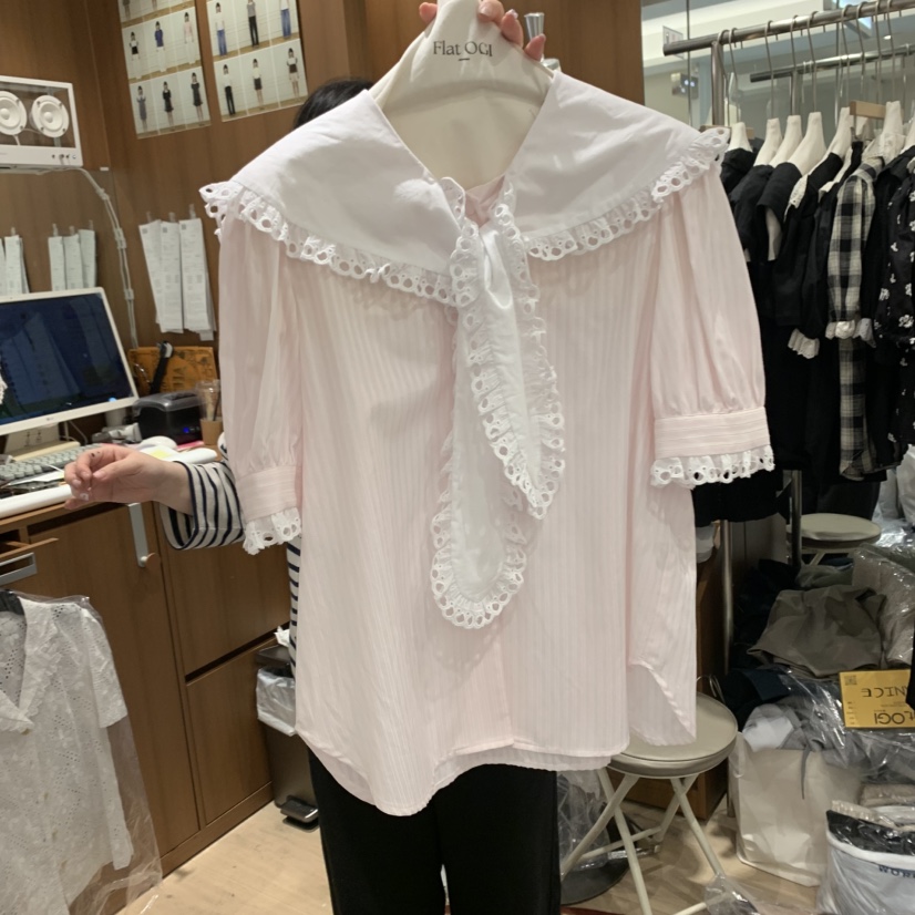 OGI韓國直郵女士新品休閑時尚25春夏真品職業人氣襯衫蕾絲衫FLat OGI襯衫/蕾絲衫圖色2