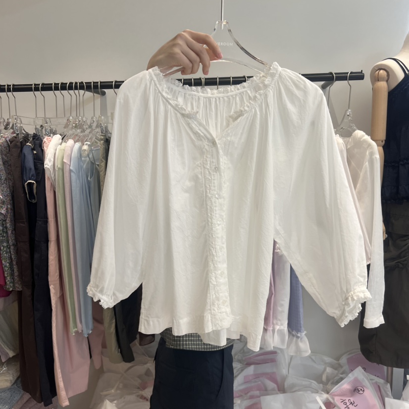 RIVEROOM韓國代購女士新品職業人氣真品推薦時尚襯衫蕾絲衫RIVEROOM襯衫/蕾絲衫圖色2