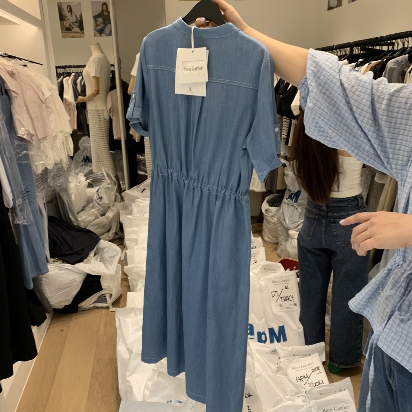 BIEN GARDER韓國代購女士新品休閑熱賣時尚人氣連衣裙口袋BIEN GARDER連衣裙