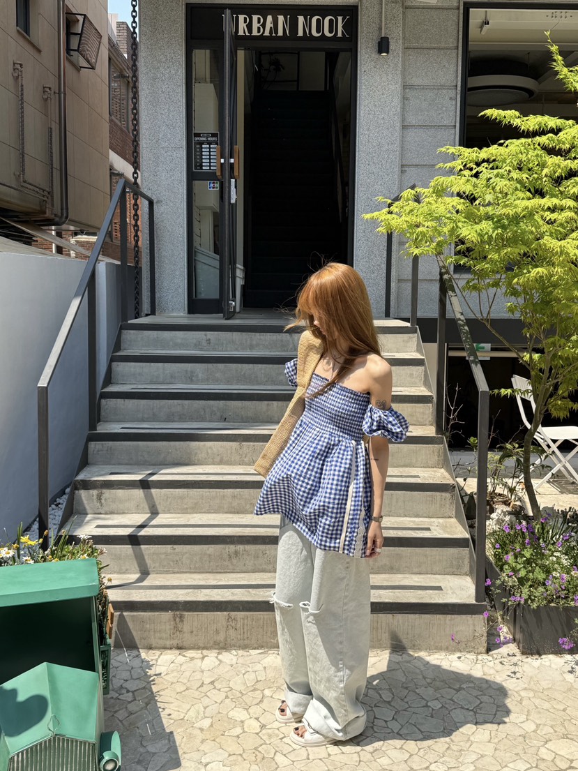 ZEROZERO韓國直郵㊣女裝新品時尚人氣熱賣25春夏襯衫蕾絲衫格紋ZEROZERO襯衫/蕾絲衫