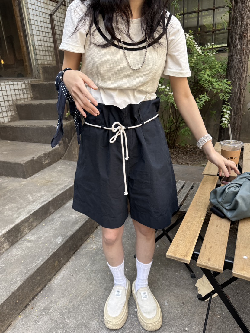 FRANC—L韓國直郵㊣女裝新款休閑25春夏時尚人氣短褲含腰繩FRANC短褲