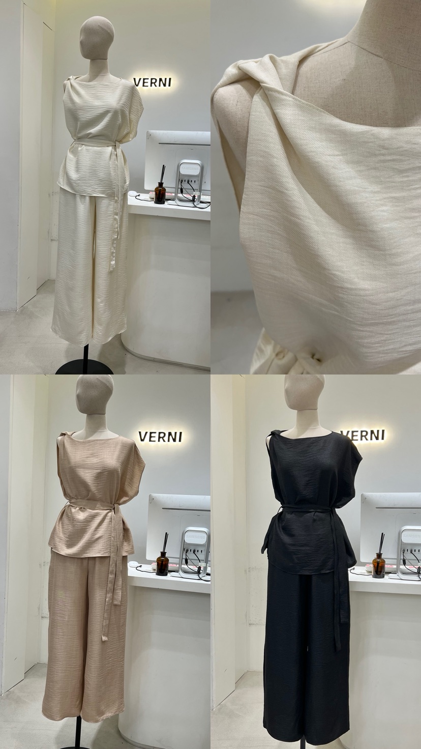 VERNI韓國直郵㊣東大門實拍女裝新款推薦時尚套裝含腰帶套裝VERNI套裝