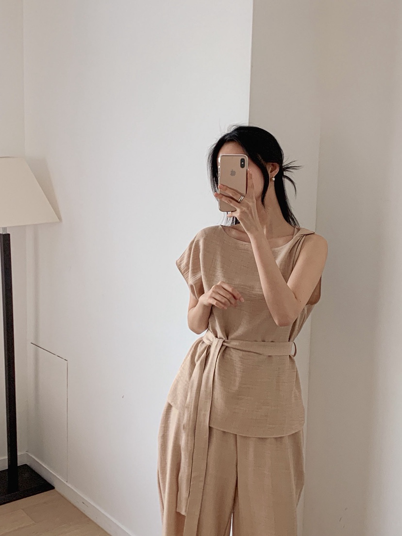 VERNI韓國直郵㊣東大門實拍女裝新款推薦時尚套裝含腰帶套裝VERNI套裝