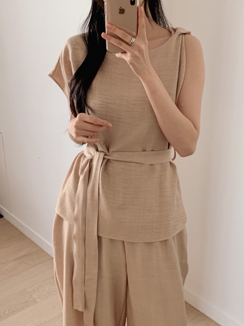 VERNI韓國直郵㊣東大門實拍女裝新款推薦時尚套裝含腰帶套裝VERNI套裝