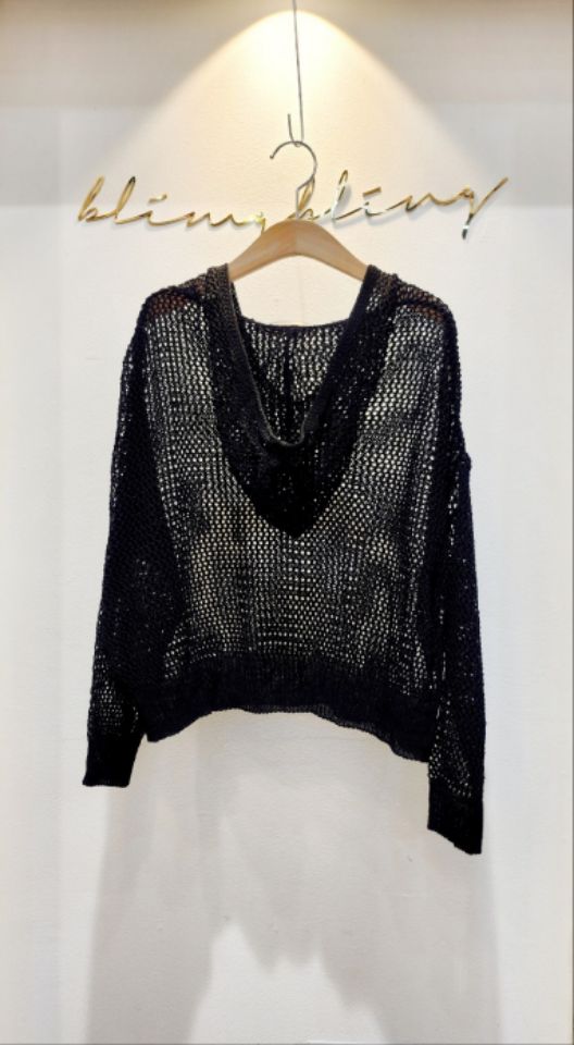 BLING BLING-S韓國直郵㊣女裝新品人氣時尚25春夏針織衫兜帽BLING BLING-S針織衫