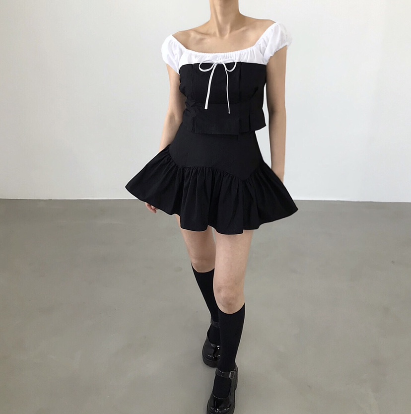 2TWO MOON韓國直郵㊣東大門實拍女裝新品時尚人氣休閑短裙2TWO MOON短裙
