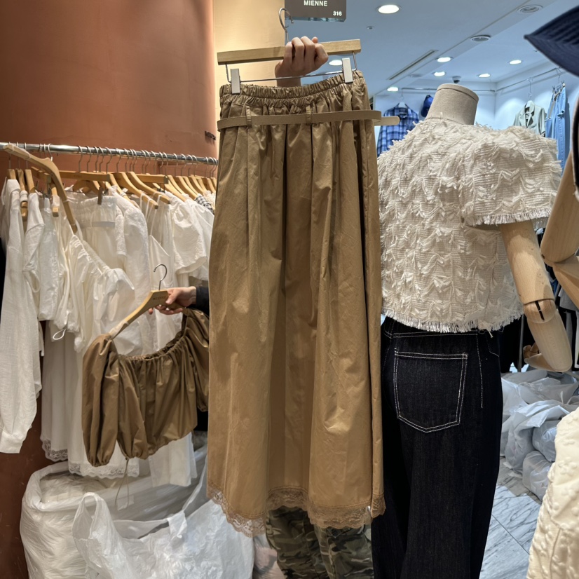 MIENNE韓國直郵㊣女裝新品熱賣時尚人氣25春夏休閑長裙含腰帶MIENNE長裙
