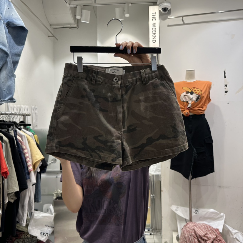 THE WEEKND直郵韓國代購㊣女裝新款推薦休閑時尚熱賣短褲迷彩THE WEEKND短褲