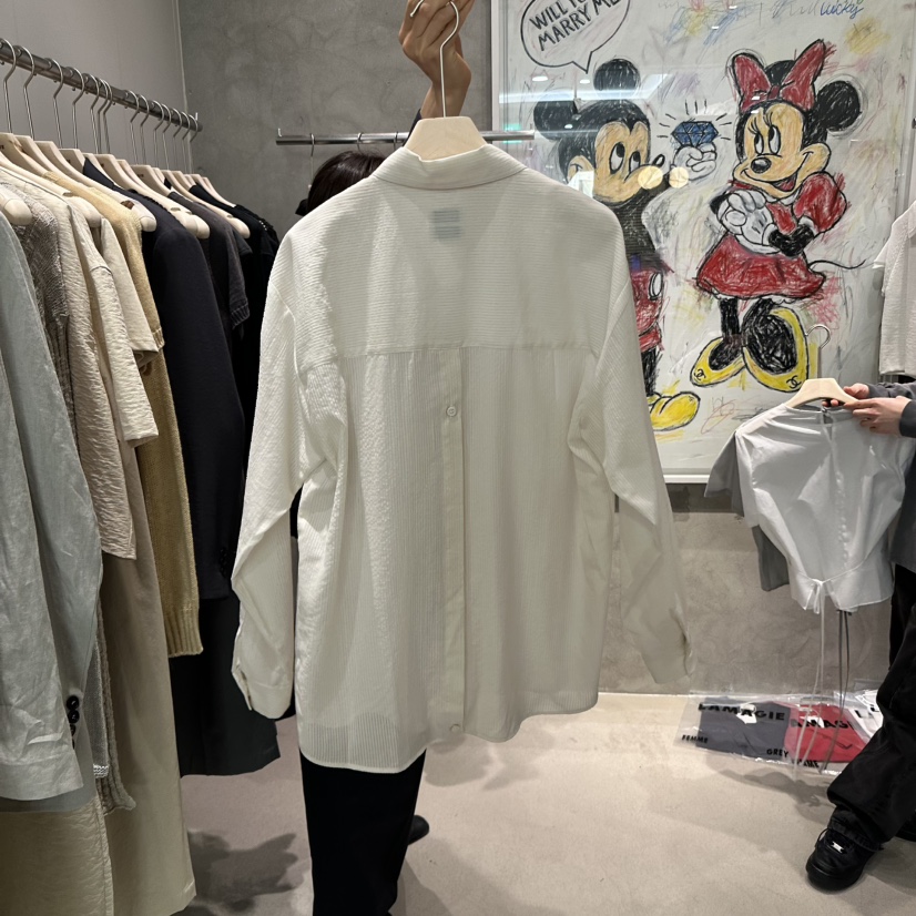 LAMAGIEPIE直郵韓國代購㊣女裝新品人氣25春夏時尚襯衫蕾絲衫LAMAGIE GREY襯衫/蕾絲衫