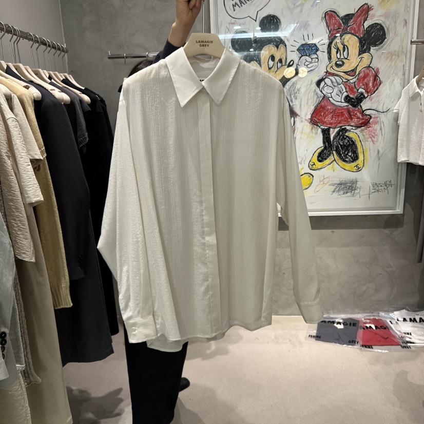 LAMAGIEPIE直郵韓國代購㊣女裝新品人氣25春夏時尚襯衫蕾絲衫LAMAGIE GREY襯衫/蕾絲衫圖色2
