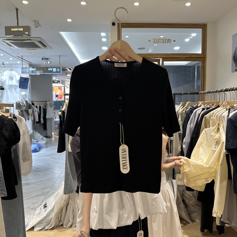 OVERTAKE韓國直郵㊣東大門實拍女裝新品休閑人氣針織衫紐扣OVERTAKE針織衫圖色3
