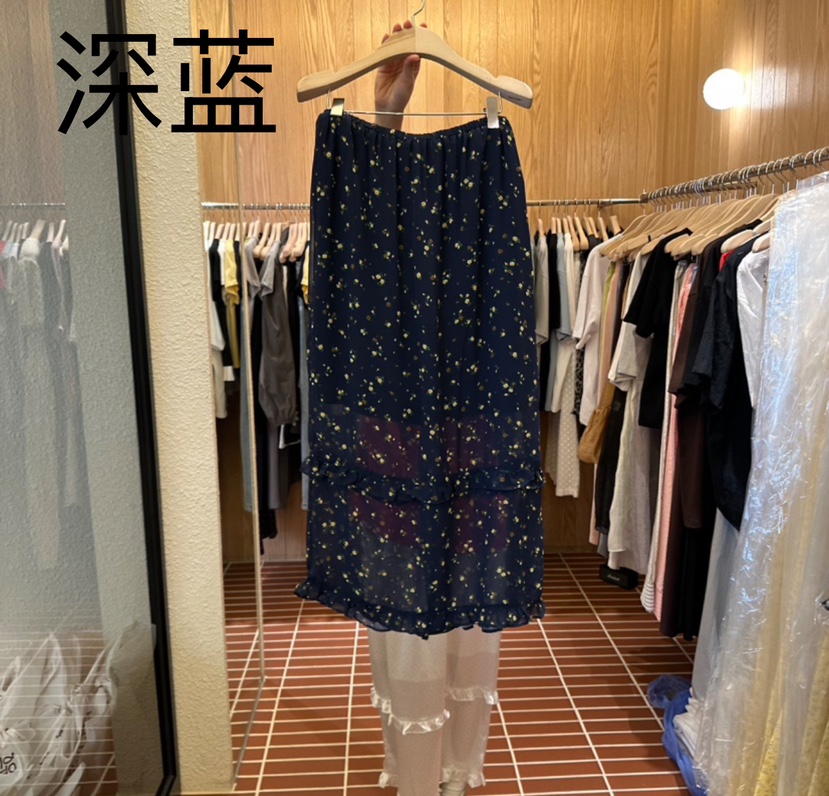 CHOI-L韓國直郵㊣東大門實拍女裝新款25春夏長裙荷葉邊雪紡CHOI長裙圖色3