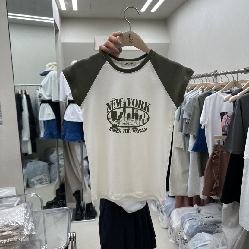 ASCEND韓國㊣直郵東大門代購女裝新品時尚推薦熱賣休閑25春夏T恤ASCENDT恤圖色3