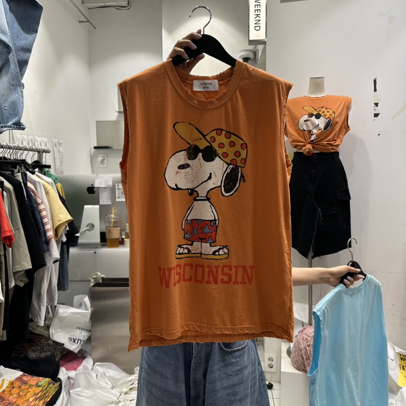 THE WEEKND韓國直郵㊣東大門實拍女裝新品時尚吊帶背心史努比THE WEEKND吊帶/背心圖色2