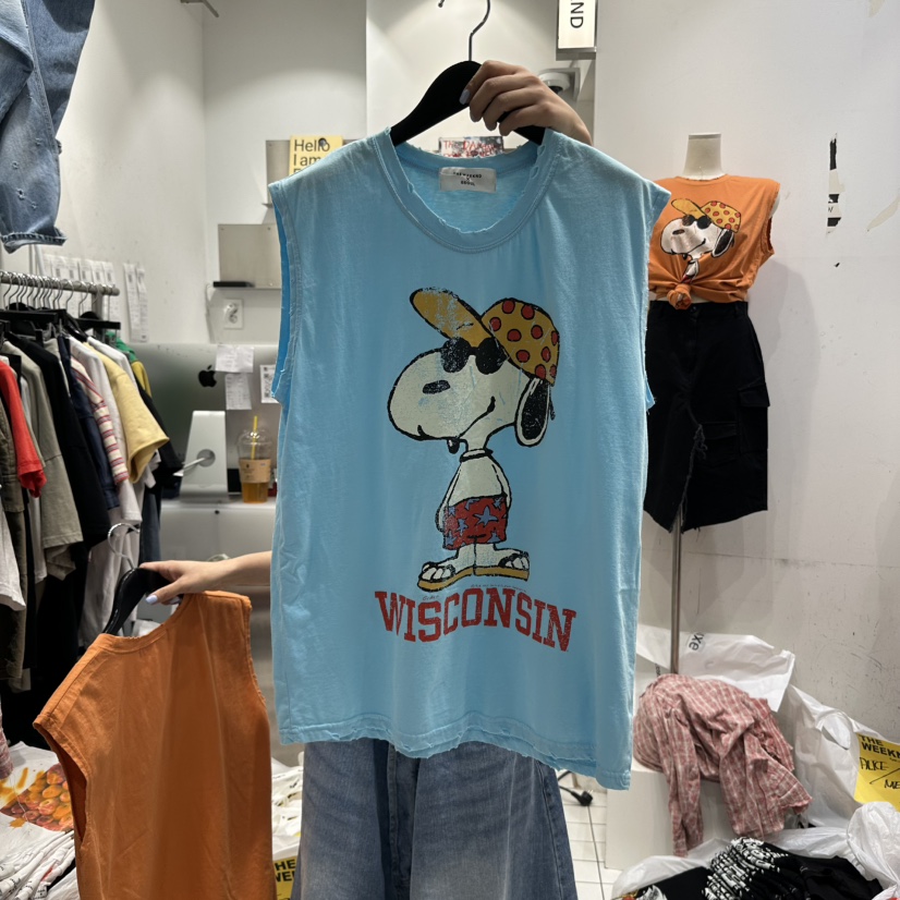 THE WEEKND韓國直郵㊣東大門實拍女裝新品時尚吊帶背心史努比THE WEEKND吊帶/背心圖色3