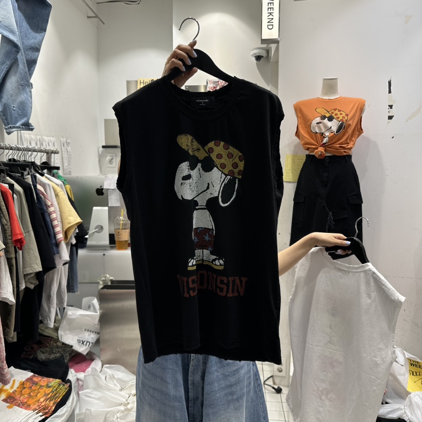 THE WEEKND韓國直郵㊣東大門實拍女裝新品時尚吊帶背心史努比THE WEEKND吊帶/背心圖色4