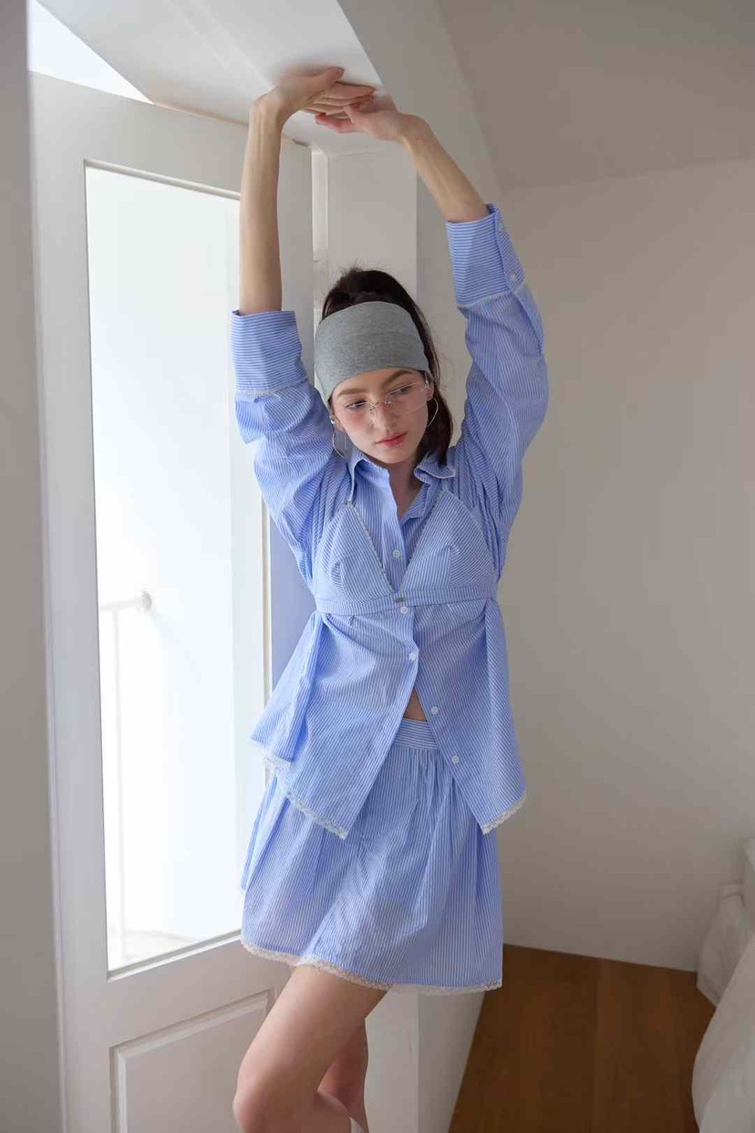 FOUNDATION韓國㊣直郵東大門代購女裝新品推薦時尚襯衫蕾絲衫FOUNDATION襯衫/蕾絲衫
