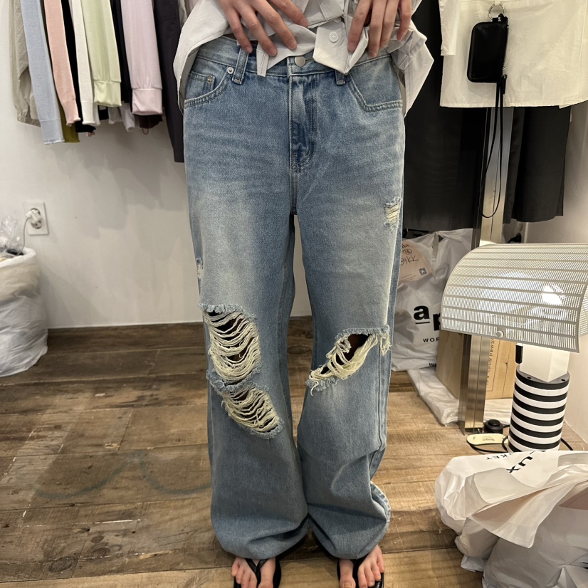 CREAM VILLA韓國直郵㊣女裝新品時尚牛仔褲CREAMVILLA牛仔褲