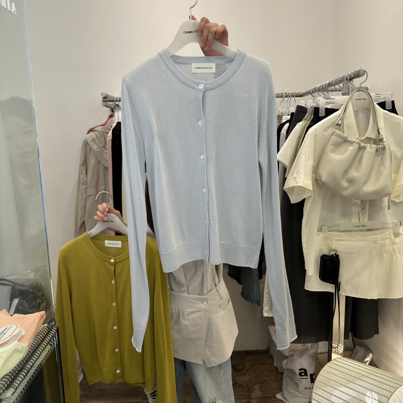 CREAM VILLA(此品牌名稱會遭售假投訴,建議淘寶店鋪商品名稱中不要使用)韓國直郵㊣女裝新款人氣針織衫亞麻開衫CREAMVILLA針織衫圖色5