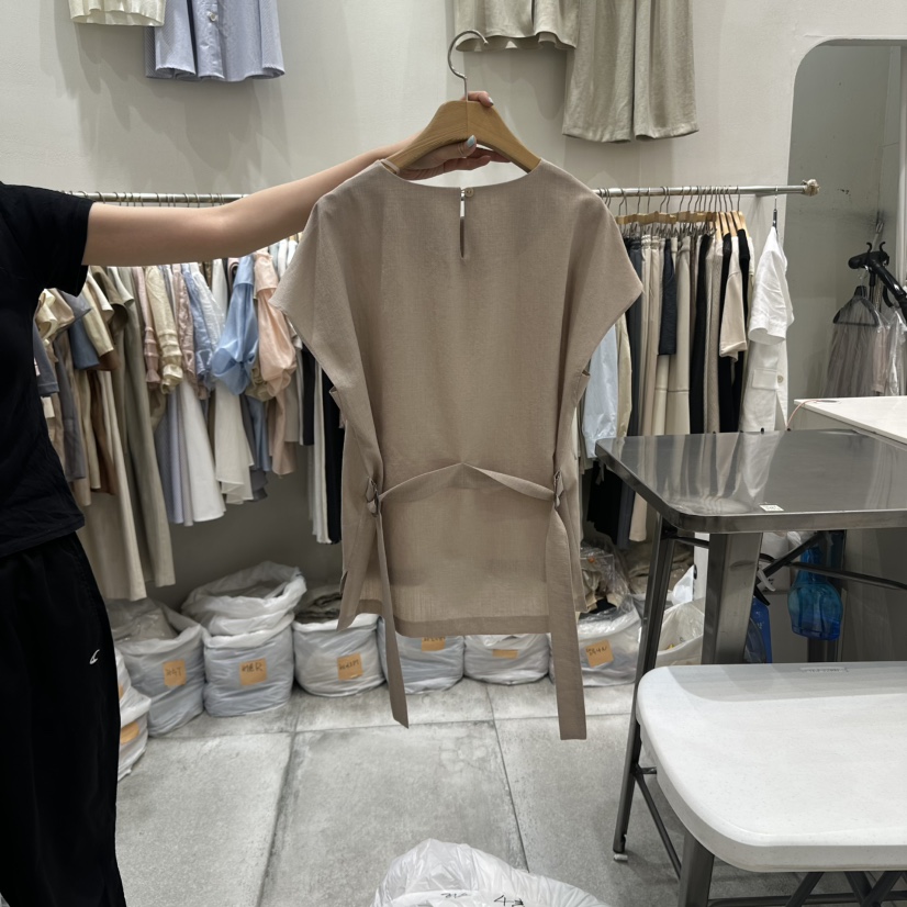 G.I-L韓國㊣直郵東大門代購女裝新品25春夏襯衫蕾絲衫含腰帶G.I-L襯衫/蕾絲衫