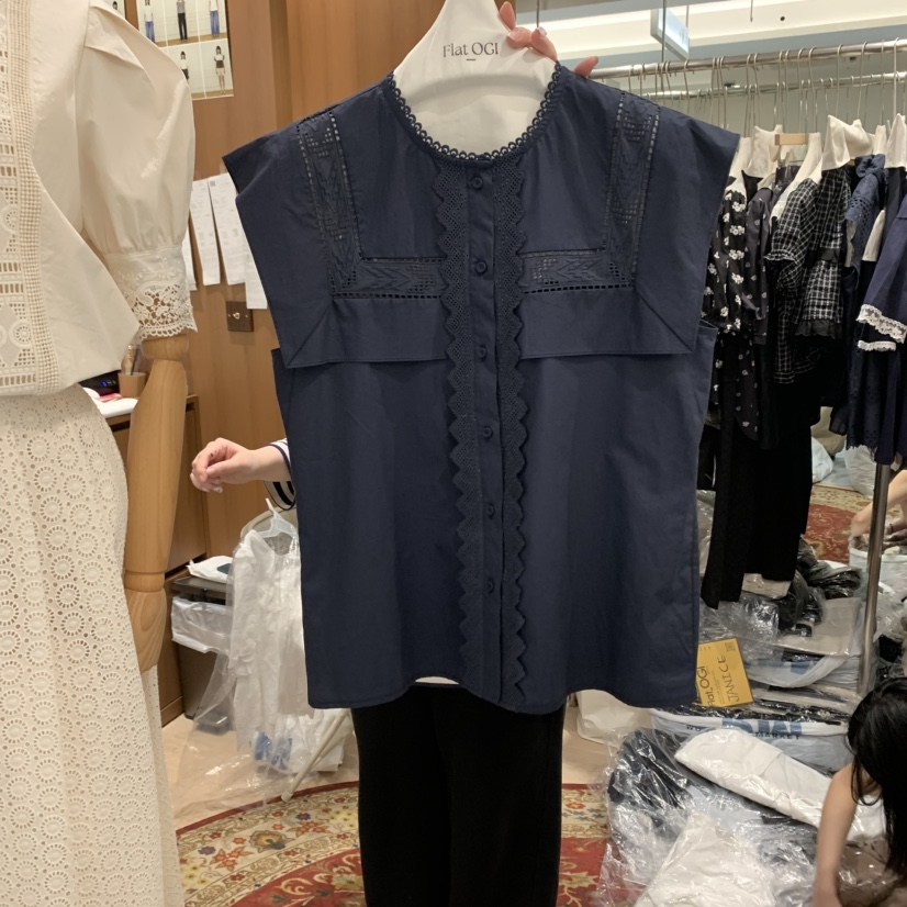 OGI韓國直郵㊣東大門實拍女裝新款25春夏休閑熱賣襯衫蕾絲衫FLat OGI襯衫/蕾絲衫圖色2