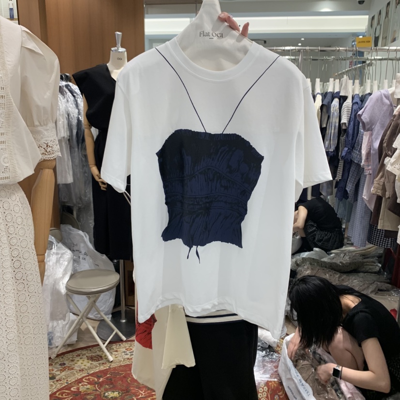 OGI韓國直郵㊣東大門實拍女裝新款25春夏熱賣休閑時尚T恤緊身FLat OGIT恤圖色2