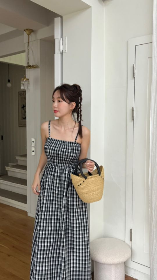 HEY/TO SEWING東大門實拍女士新款時尚25春夏推薦連衣裙格紋BY HEY/TO SEWING連衣裙