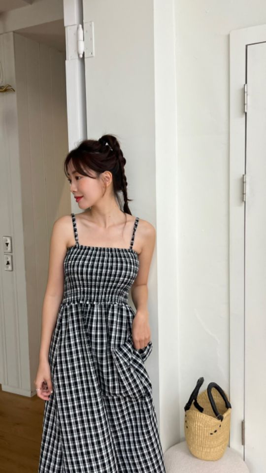 HEY/TO SEWING東大門實拍女士新款時尚25春夏推薦連衣裙格紋BY HEY/TO SEWING連衣裙