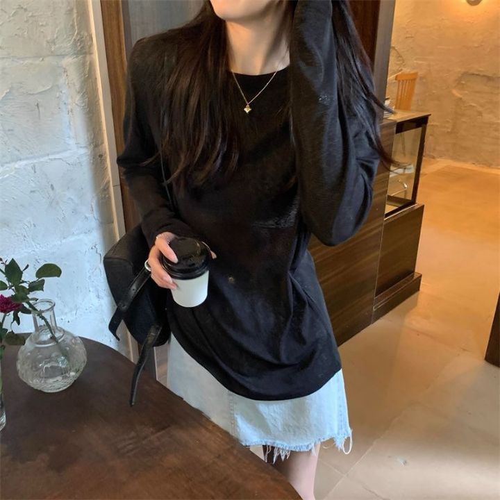 STAY HERE東大門代購女裝新品人氣25春夏時尚熱賣長袖T恤亞麻STAY HERE長袖T恤