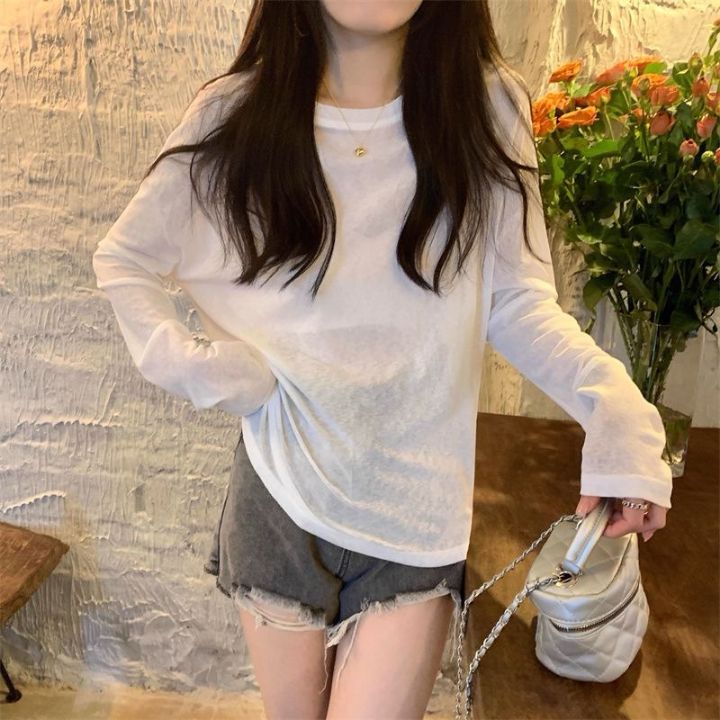 STAY HERE東大門代購女裝新品人氣25春夏時尚熱賣長袖T恤亞麻STAY HERE長袖T恤