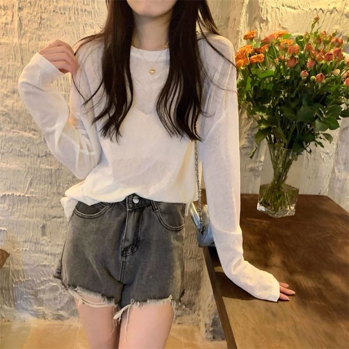 STAY HERE東大門代購女裝新品人氣25春夏時尚熱賣長袖T恤亞麻STAY HERE長袖T恤圖色3