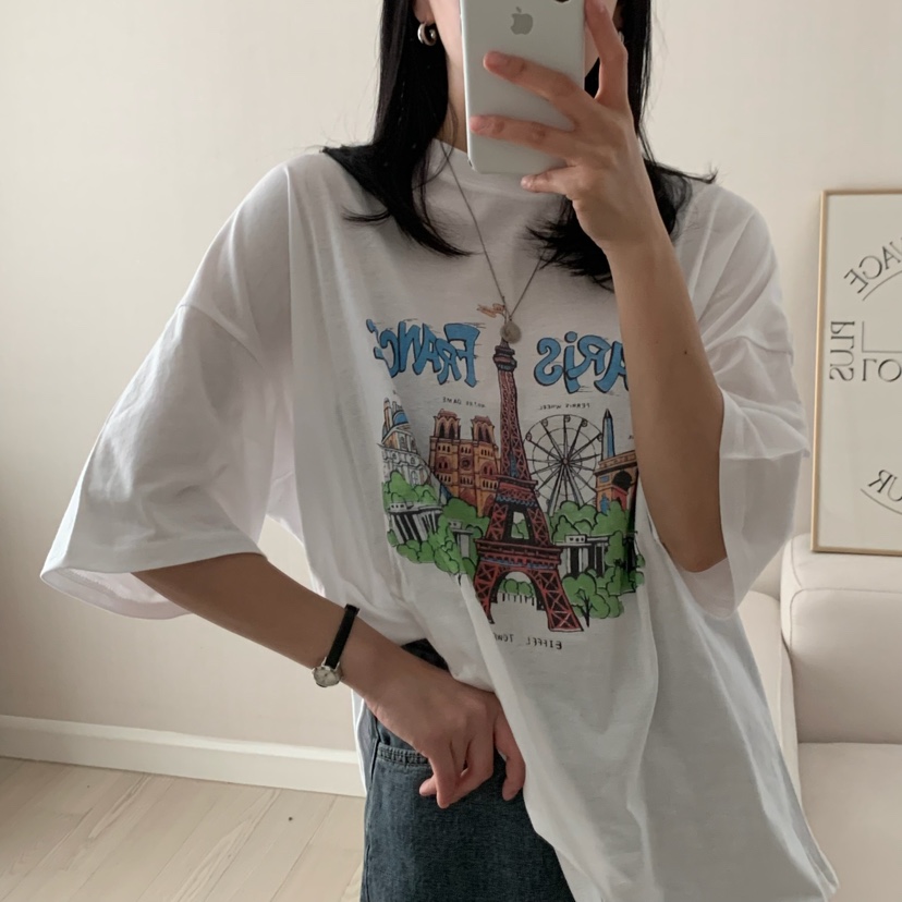FROMJINI韓國直郵女裝新款熱賣職業人氣25春夏休閑真品時尚T恤FROMJINIT恤