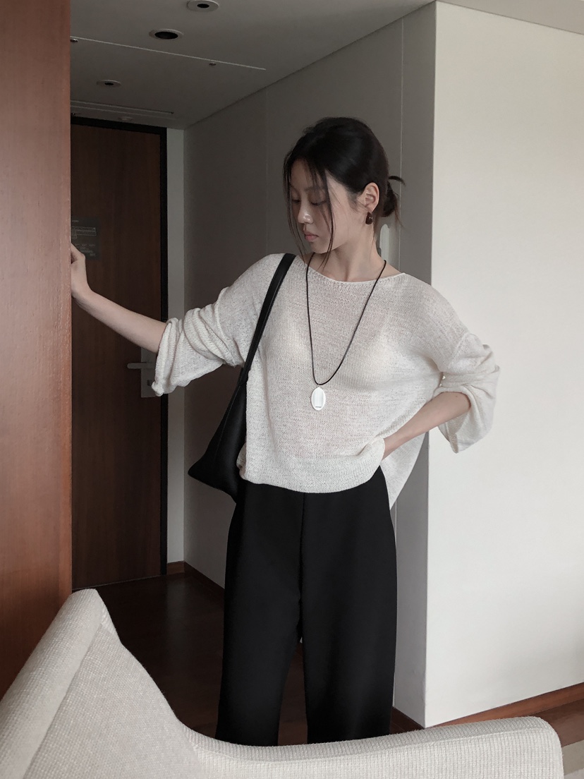 LE BUTTER韓國代購女裝新款休閑真品25春夏時尚針織衫亞麻LE BUTTER針織衫